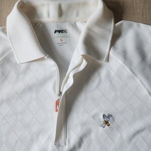 PRX PERFORMANCE WINGED FOOT GOLF CLUB POLO MENS LARGE WHITE‎ ARGYLE 1/4 ZIP